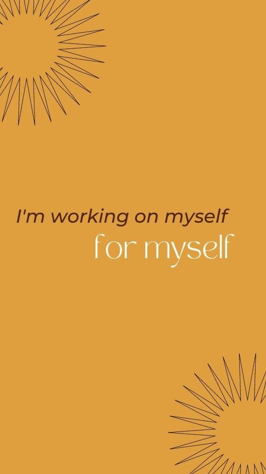 Motivational postpartum fitness quote "I'm working on myself for myself".