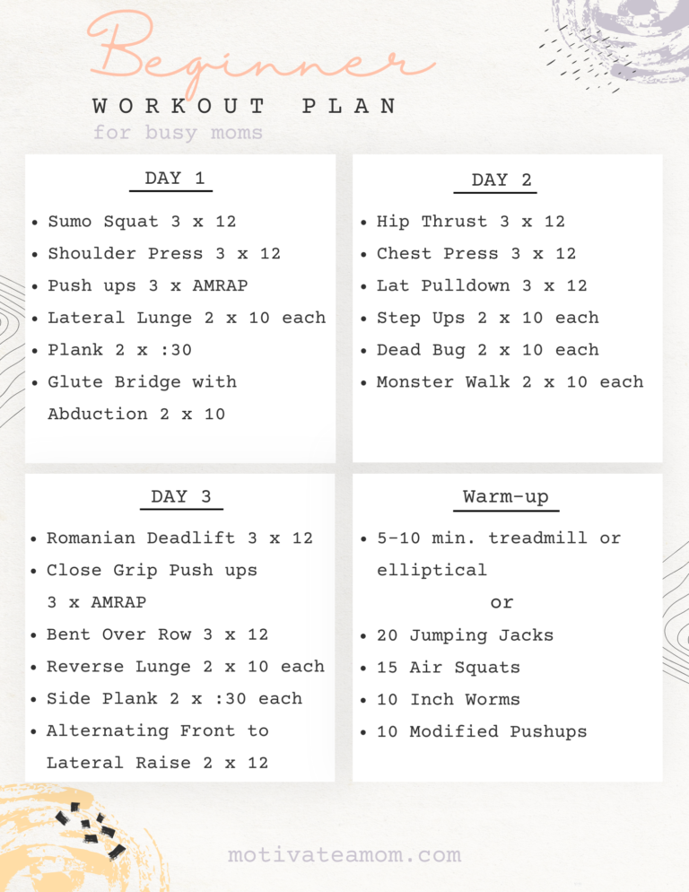 Beginner Workout Plan for Busy Moms [Screenshot the Workouts ...